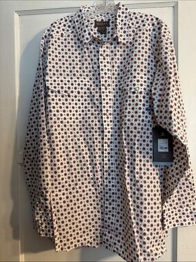 Ariat Men's White Button-Down Shirt with Red Dot Floral Print